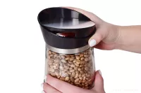 3 ks skleněné dózy na sypké potraviny s otočným víkem