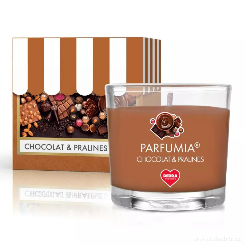 55 ml votivní sójová eko-svíce, čokoláda a pralinky, CHOCOLAT & PRALINES, PARFUMIA®
