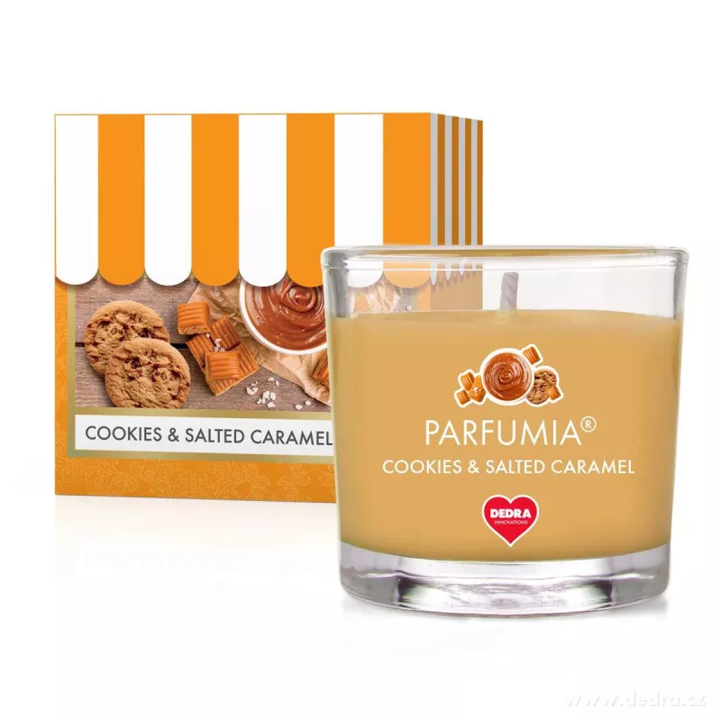 55 ml votivní sójová eko-svíce, sušenky a slaný karamel COOKIES & SALTED CARAMEL, PARFUMIA®