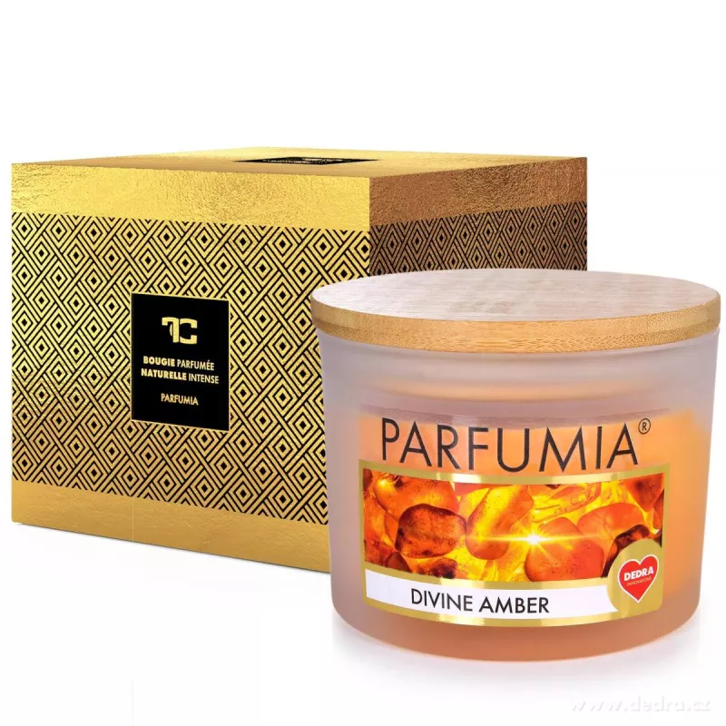 400 ml sójová vonná eko-svíce, 2 knoty, DIVINE AMBER, PARFUMIA®