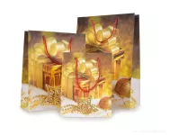 Dárková taška, motiv zdoben zlatými třpytkami