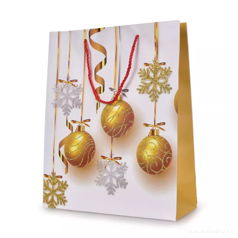 Dárková taška, motiv zdoben zlatými třpytkami