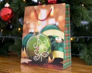 Dárková taška, motiv zdoben zlatými třpytkami