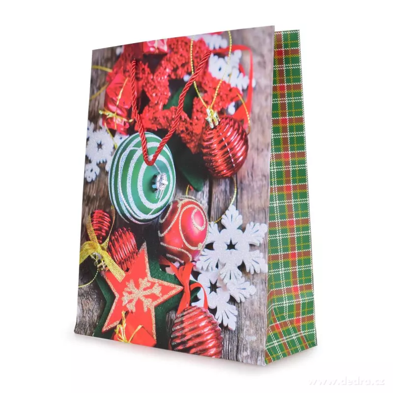 Dárková taška, motiv zdoben zlatými třpytkami