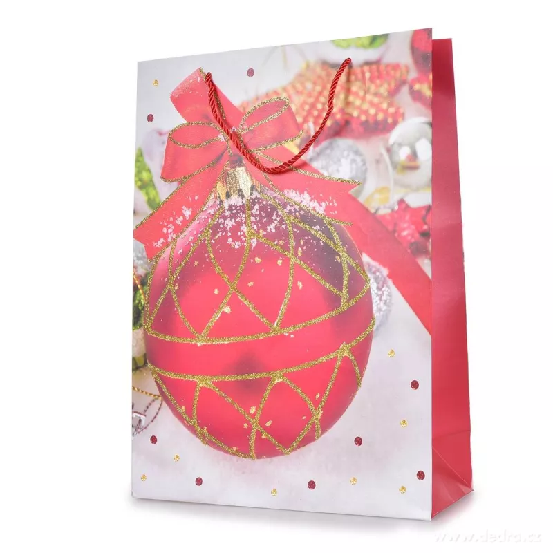 Dárková taška, motiv zdoben zlatými třpytkami