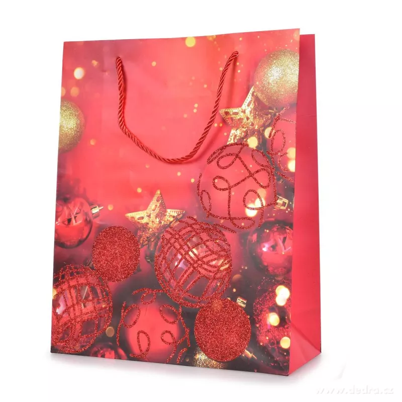 Dárková taška, motiv zdoben zlatými třpytkami