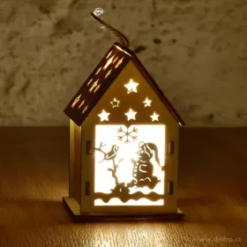 10 cm dřevěný domek s LED osvětlením