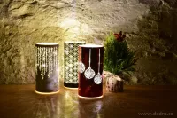 20,5 cm skleněný svícen s led osvětlením