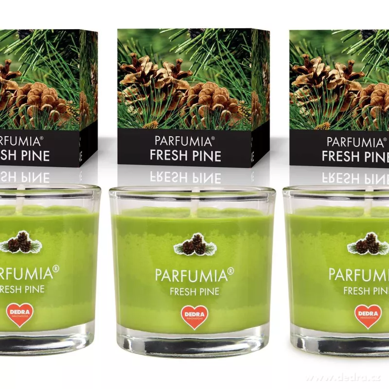 VOTIVNÍ SADA 3ks sójových vonných eko-svíček PARFUMIA®, vůně borovice, FRESH PINE
