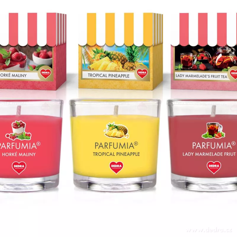 VOTIVNÍ SADA 3ks sójových vonných eko-svíček PARFUMIA® řady DELICATES