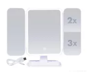 USB dobíjecí kouzelné zrcadlo s LED osvětlením a zvětšovacím zrcadlem