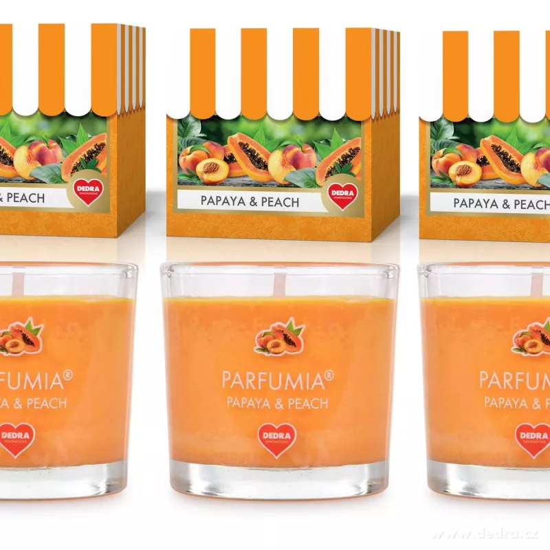 VOTIVNÍ SADA 3ks sójových vonných eko-svíček PARFUMIA®, PAPAYA & PEACH