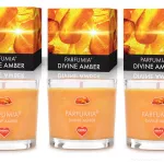 VOTIVNÍ SADA 3ks sójových vonných eko-svíček PARFUMIA®, DIVINE AMBER