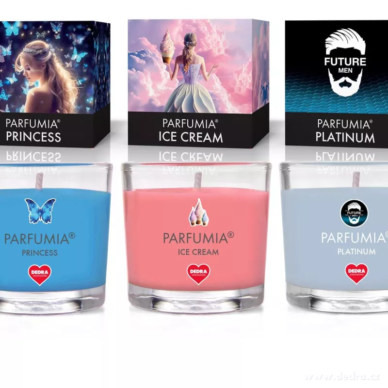 VOTIVNÍ SADA 3ks sójových vonných eko-svíček PARFUMIA® řady LEGENDS
