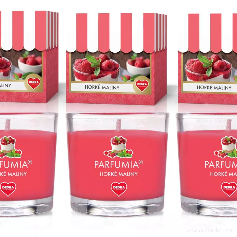 VOTIVNÍ SADA 3ks sójových vonných eko-svíček PARFUMIA®, HORKÉ MALINY