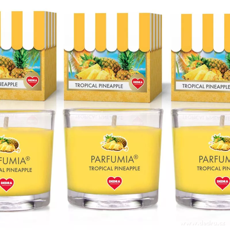 VOTIVNÍ SADA 3ks sójových vonných eko-svíček PARFUMIA®, TROPICAL PINEAPPLE