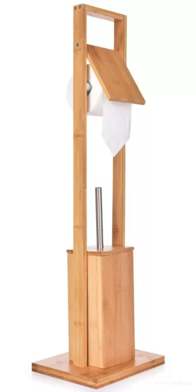 83 cm BAMBUSOVÝ STOJAN/DRŽÁK na toaletní papír a WC štětku GoEco®