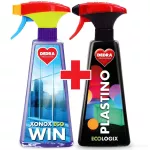 Sada ČISTÁ OKNA 1+1 pěnový čistič na okna, skla i zrcadla XONOX ECO WIN + EKO intenzivní čistič plastových povrchů PLASTINO ECOLOGIX spray