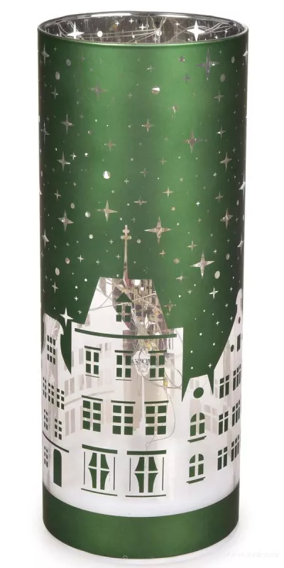 20 cm skleněný svícen s led osvětlením