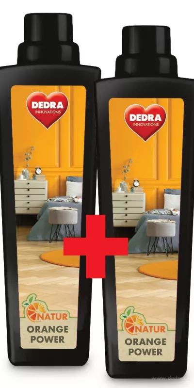 Sada 2 ks EKO koncentrát s pomerančovým olejem na dřevěné, plovoucí podlahy, parkety a hladké povrchy, NATUR ORANGE POWER
