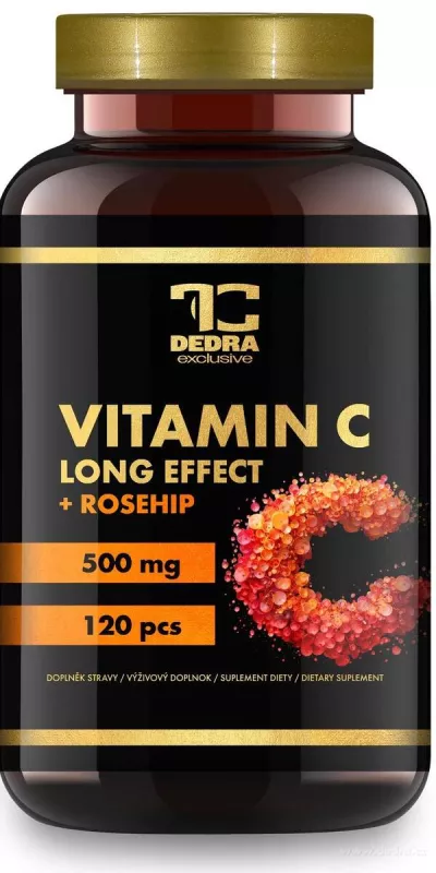 120 kapslí VITAMIN C s šípkem, 500 mg vitamínu C s postupným uvolňováním obohacený o 25 mg šípkového extraktu