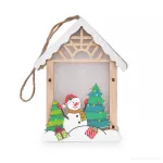 14 cm dřevěný domek s LED osvětlením