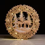 32 cm svítící LED lesní zátiší, závěsná dekorace do okna či výklenku