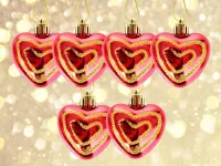 5 cm, sada 6 ks srdíček s lesklým finišem