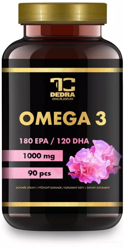90 kapslí OMEGA 3, 1000 mg, 180 mg EPA, 120 mg DHA, Vitamin E