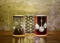 15,5 cm skleněný svícen s led osvětlením