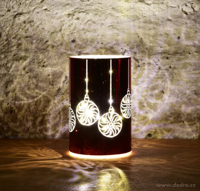 15,5 cm skleněný svícen s led osvětlením