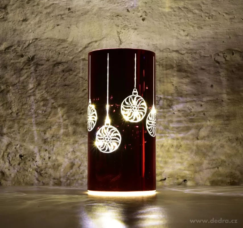 20,5 cm skleněný svícen s led osvětlením