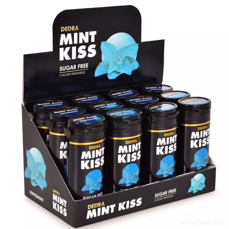 Sada 12 ks MINT KISS | silně mátové osvěžující pastilky bez cukru