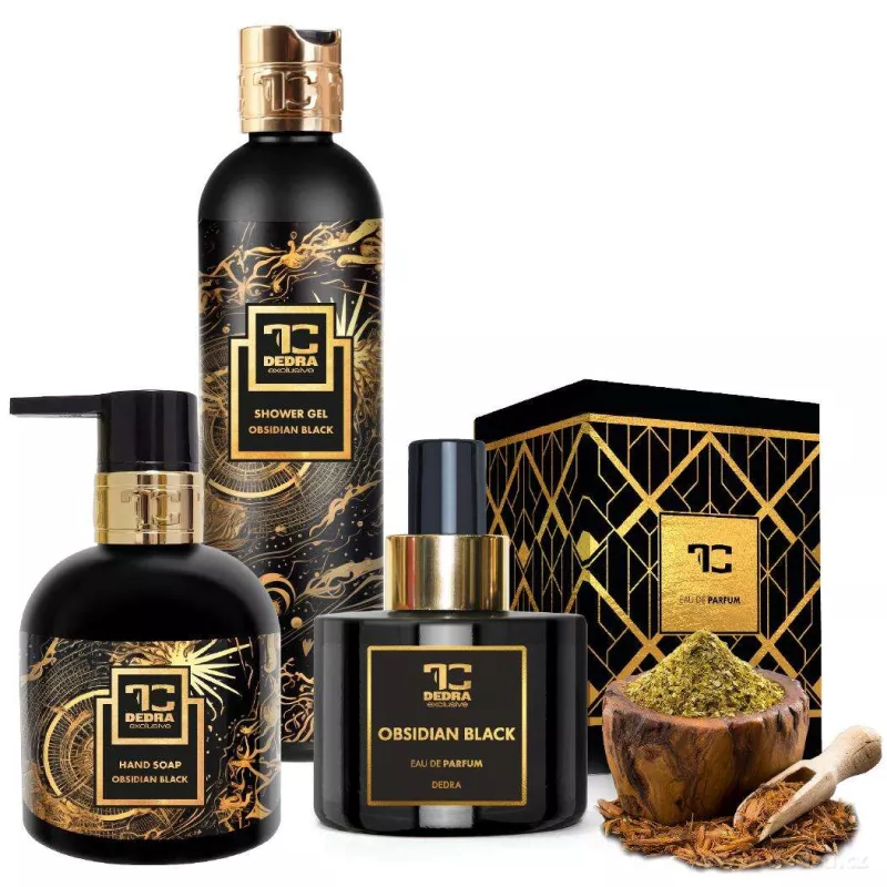 OBSIDIAN BLACK | dárková sada EDP + tekuté mýdlo + sprchový gel | 1+2 ZDARMA