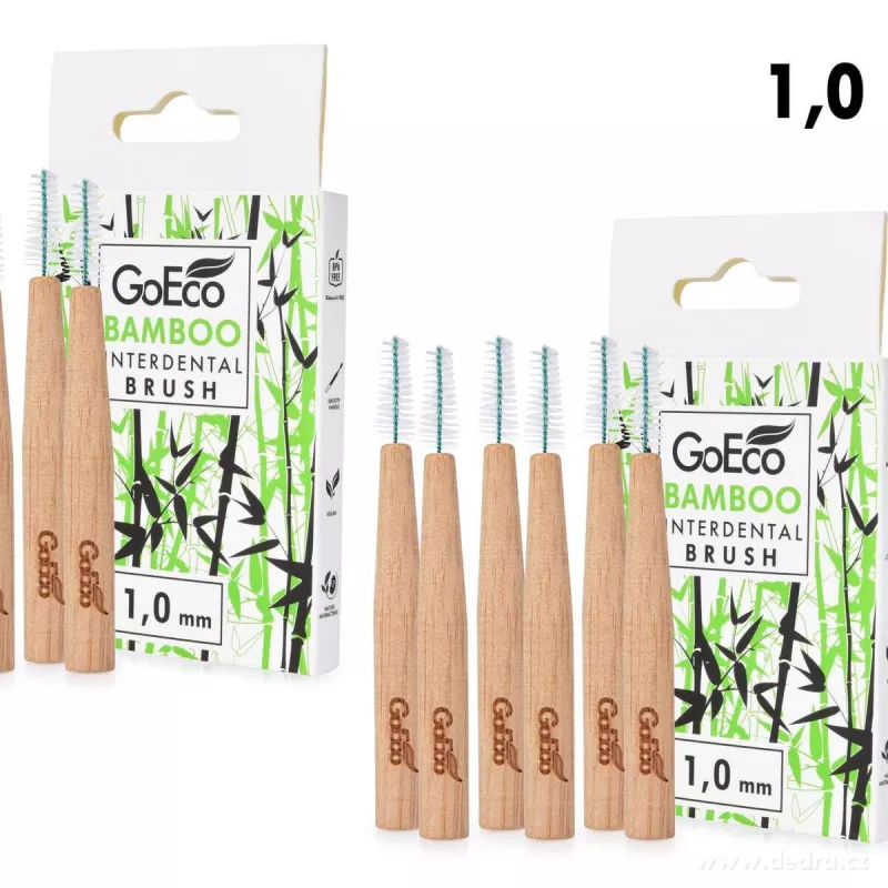 SADA 1+1 | GoEco® BAMBOO | Mezizubní kartáčky 1 mm | 12 ks | Z bambusu | Ekologická ústní hygiena