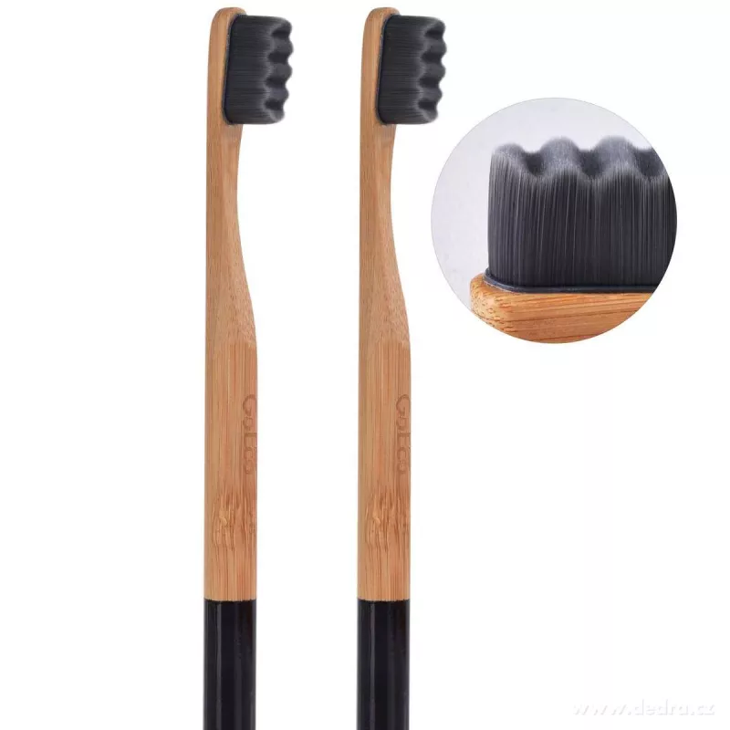 SADA 1+1 | GoEco® BAMBOO | Zubní kartáček 10 000 vláken | Ultra jemné a husté štětinky | černý