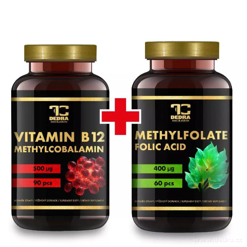 SADA 1+1 | VITAMIN B12 + KYSELINA LISTOVÁ pro energii, krvetvorbu a imunitu