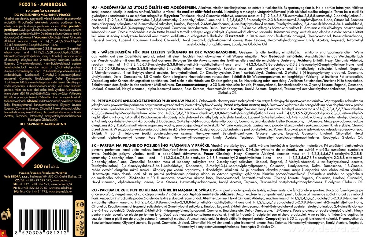 2× PARFUMAGE SUPREME AMBROSIA | Výhodná sada | 4× koncentrovaný parfém na praní | 600 ml | 120 praní