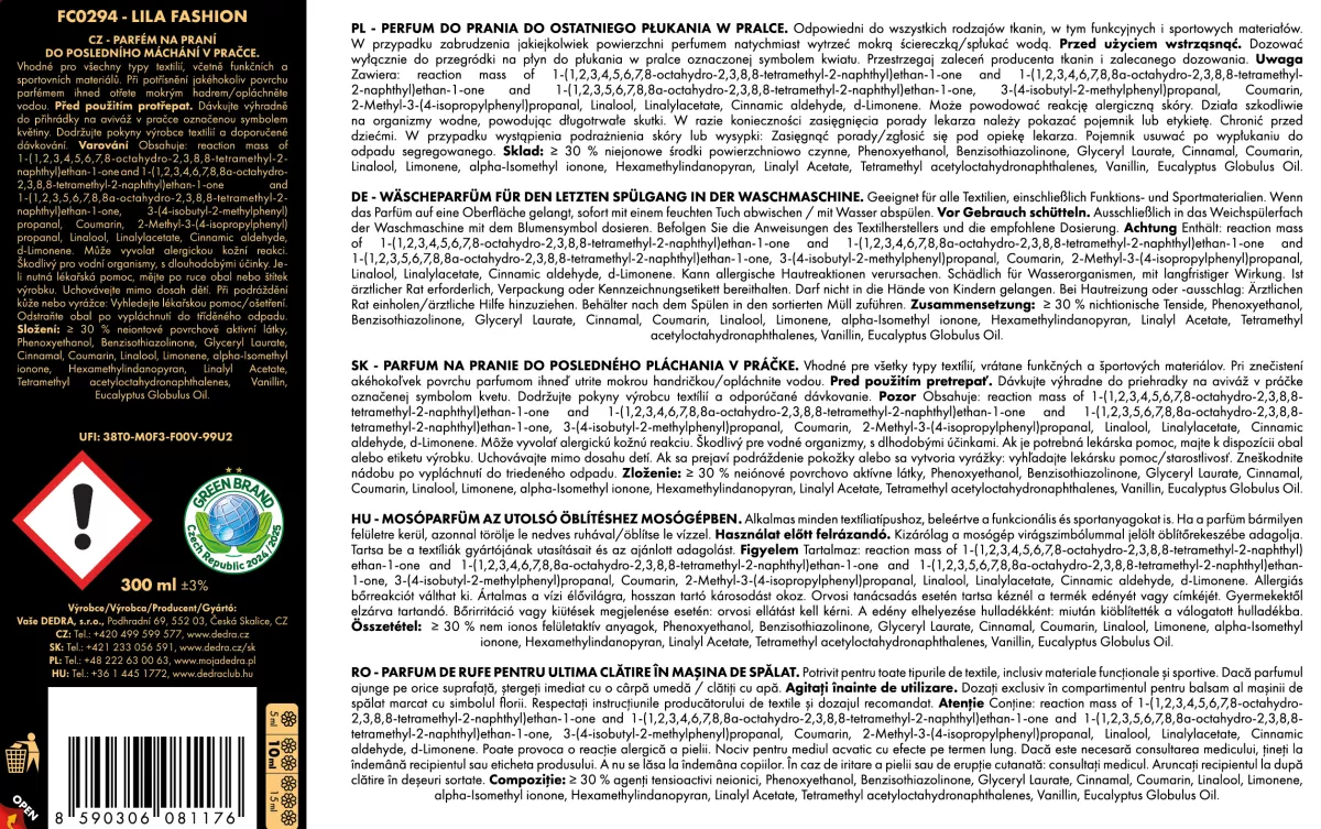 2× PARFUMAGE SUPREME LILA FASHION | Výhodná sada | 4× koncentrovaný parfém na praní | 600 ml | 120 praní