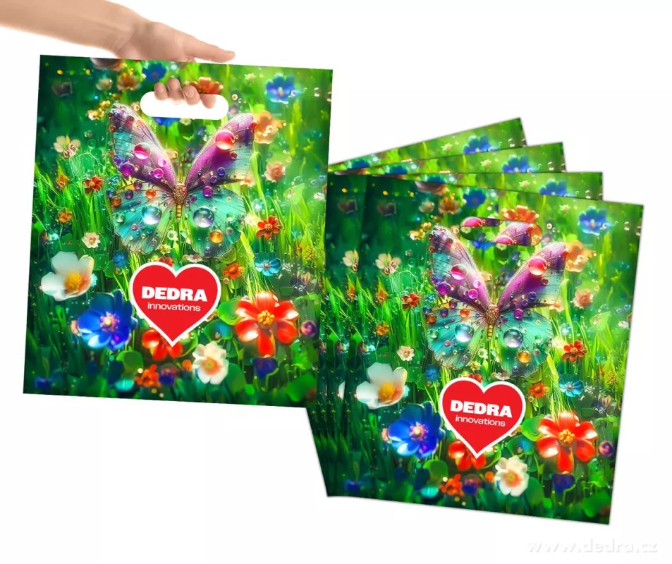 5 ks | Igelitová taška pro prodejce | 37 × 43 cm | celoplošný DEDRA potisk