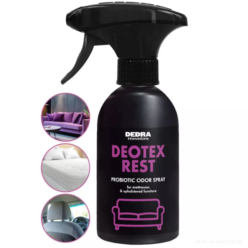 Neutralizátor pachů s probiotiky na matrace, čalounění, sedačky i interiéry vozů | DEOTEX® REST SPRAY | 250 ml