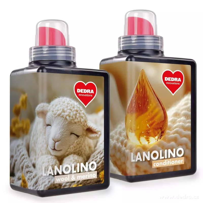 Sada LANOLINO 1+1 | prací gel + kondicionér na vlnu & jemné prádlo s lanolinem | lanolino wool & merino + lanolino conditioner | 2 × 500 ml
