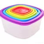 ŠESTIKRÁSKA | Sada 6 dóz na uchovávání potravin | s barevnými víky