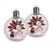SNĚHULÁK V KOUZELNÉ KOULI | sada 2 ks LED dekorace s vnitřní scénou | 8 cm