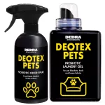DEOTEX PETS | Praktický set pro domov plný mazlíčků | pohlcovač pachů & speciální tekutý prací prostředek s probiotiky | 500 ml + 525 ml
