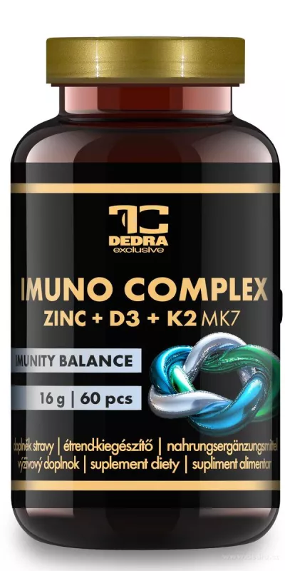 IMUNO COMPLEX | D3 + K2 MK-7 + zinek | komplexní podpora imunity, kostí & vitality | 60 kapslí | 16 g