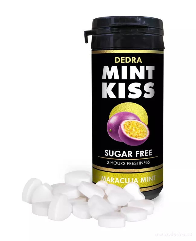 MINT KISS | marakujovo-mátové osvěžující pastilky bez cukru | maracuja mint | 28 g