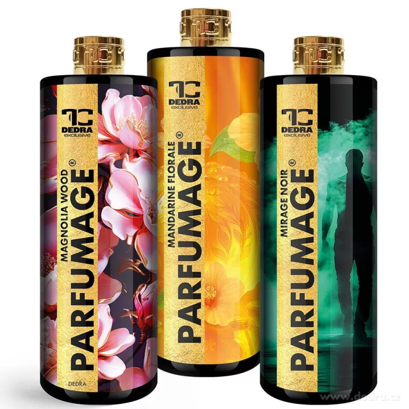 Rodinné balení PARFUMAGE | Parfém na praní a úklid | MIRAGE NOIR & MANDARINE FLORALE & MAGNOLIA WOOD | 500 ml × 3
