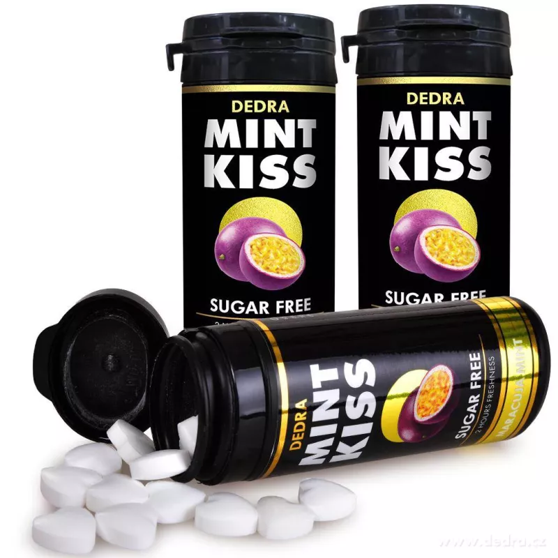 Sada 2+1 | MINT KISS | marakujovo-mátové osvěžující pastilky bez cukru | maracuja mint | 28 g x 3