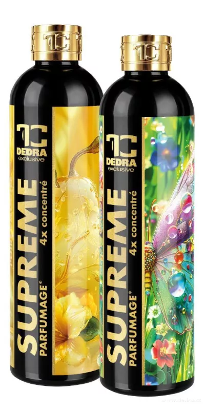 2× PARFUMAGE SUPREME | SAMETOVÁ HRUŠKA & MAGIC GARDEN | Výhodná sada | 4× koncentrovaný parfém na praní | 600 ml | 120 praní